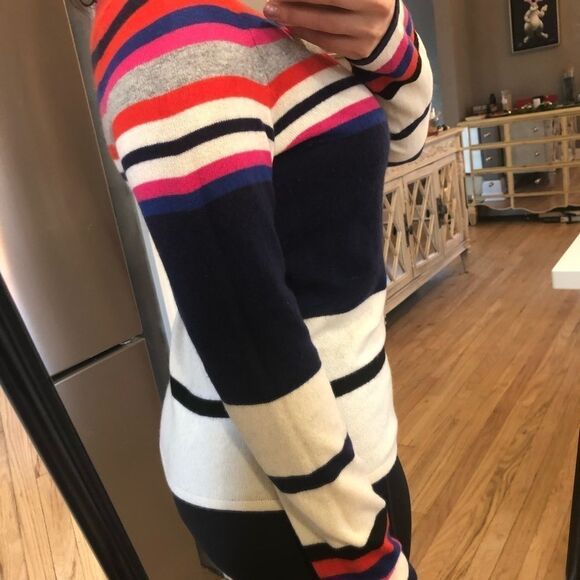 Diane von Furstenburg Jolanta Cashmere Sweater Size M Stripe Blue, Red, White... - Picture 3 of 6